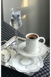 Nom Trend 6 Pcs Lux Square Stainless Steel Silver Color 21X21Cm Coffee Serving Tray & Plate