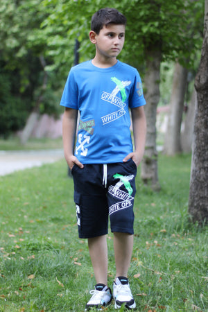 X Printed Men'S Capris Men'S Bottom-Top Tracksuit Set