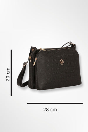 Women'S Bag Black Three Part Shoulder Cross Strap Gogus Bag (A Quality)