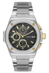 Steel Band Silver Black Color Stopwatch And Calendar Men's Classic Wristwatch Cm1939-sggb