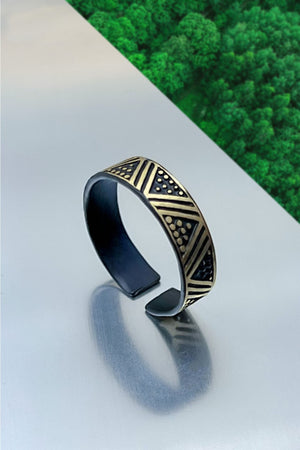 Triangle Pattern Wedding Ring Model Adjustable Men'S Double Color Ring