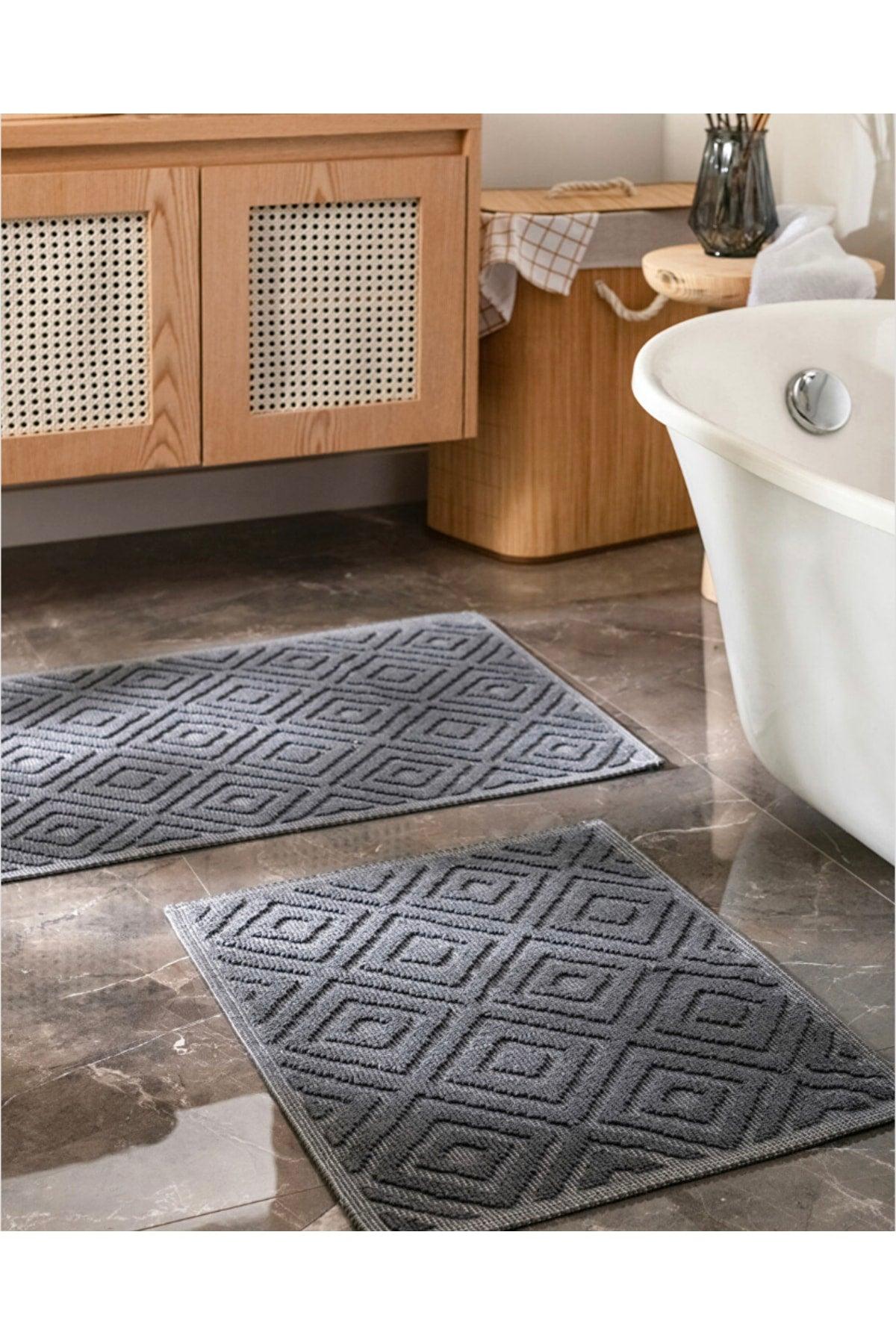 Cotton Geometric Patterned Bath Mat 2 Pack - Swordslife