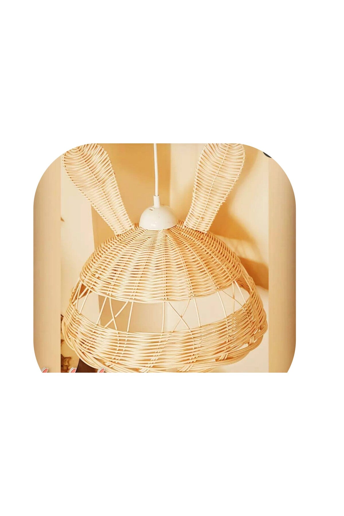 Children'S Room Eared Chandelier Rattan Bamboo Wicker Chandelier