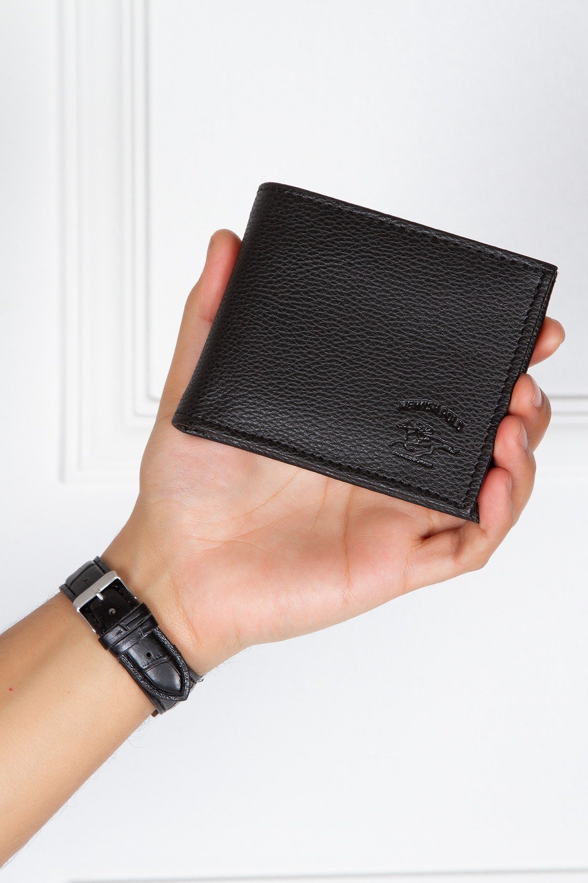 Black Color Wallet Men'S Wallet With Coin Holder Card Compartment
