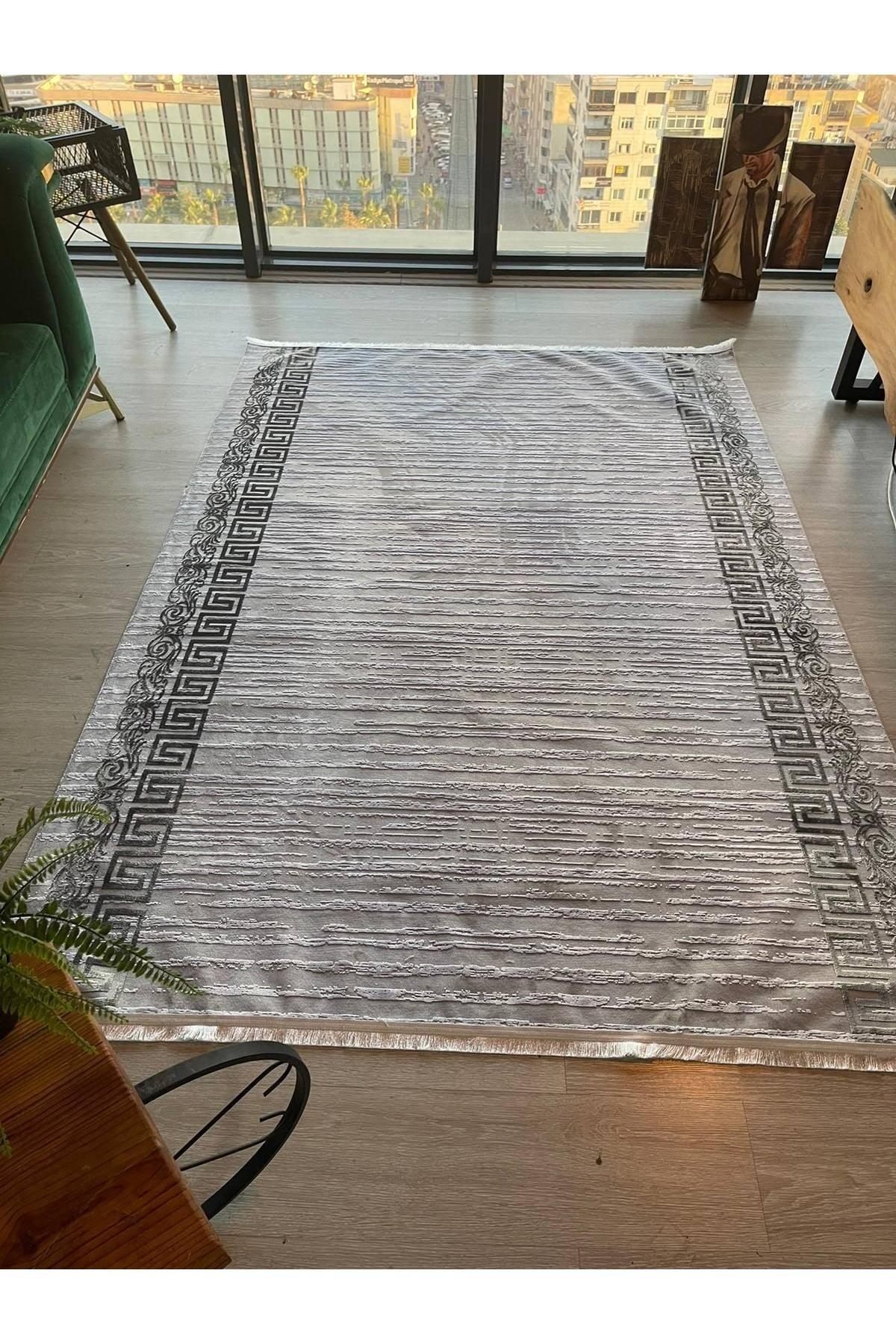 4 Seasons Modern Woven Carpet Fringed, Stain Resistant.(Special Sizes Can Be Made.) gray - Swordslife