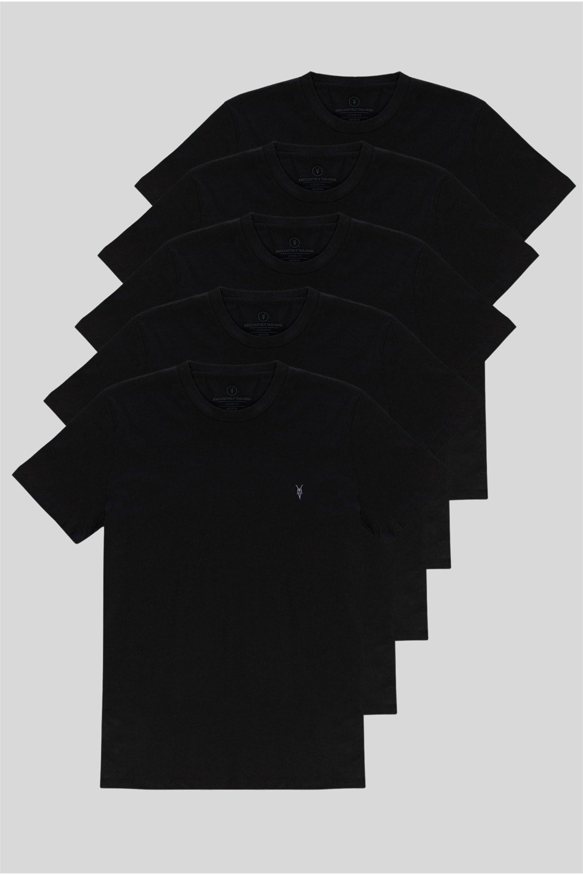 Black Standard Pattern Basic 5-Pack T-Shirt