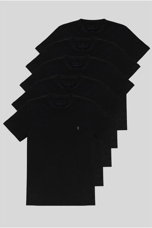 Black Standard Pattern Basic 5-Pack T-Shirt