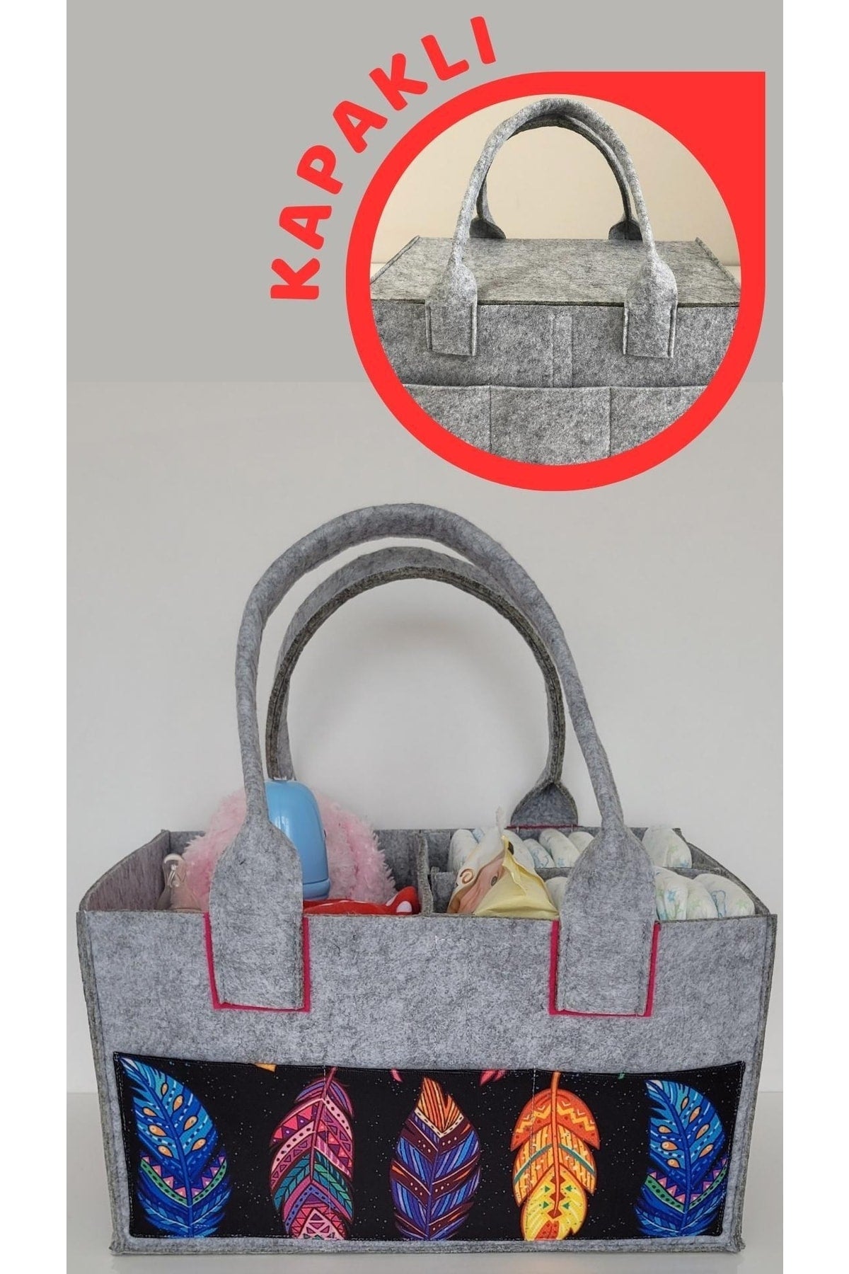 Handmade Multi-Purpose Felt Mother Baby Care And Organizer Bag Functional Organizer With Lid