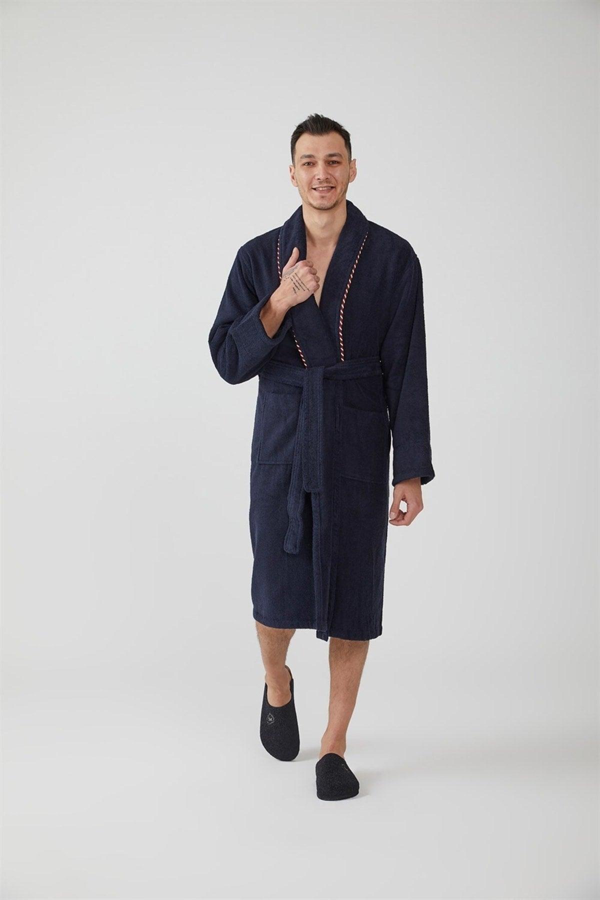 100% Cotton Piping Special Design Extra Soft Men's Bathrobe - Swordslife