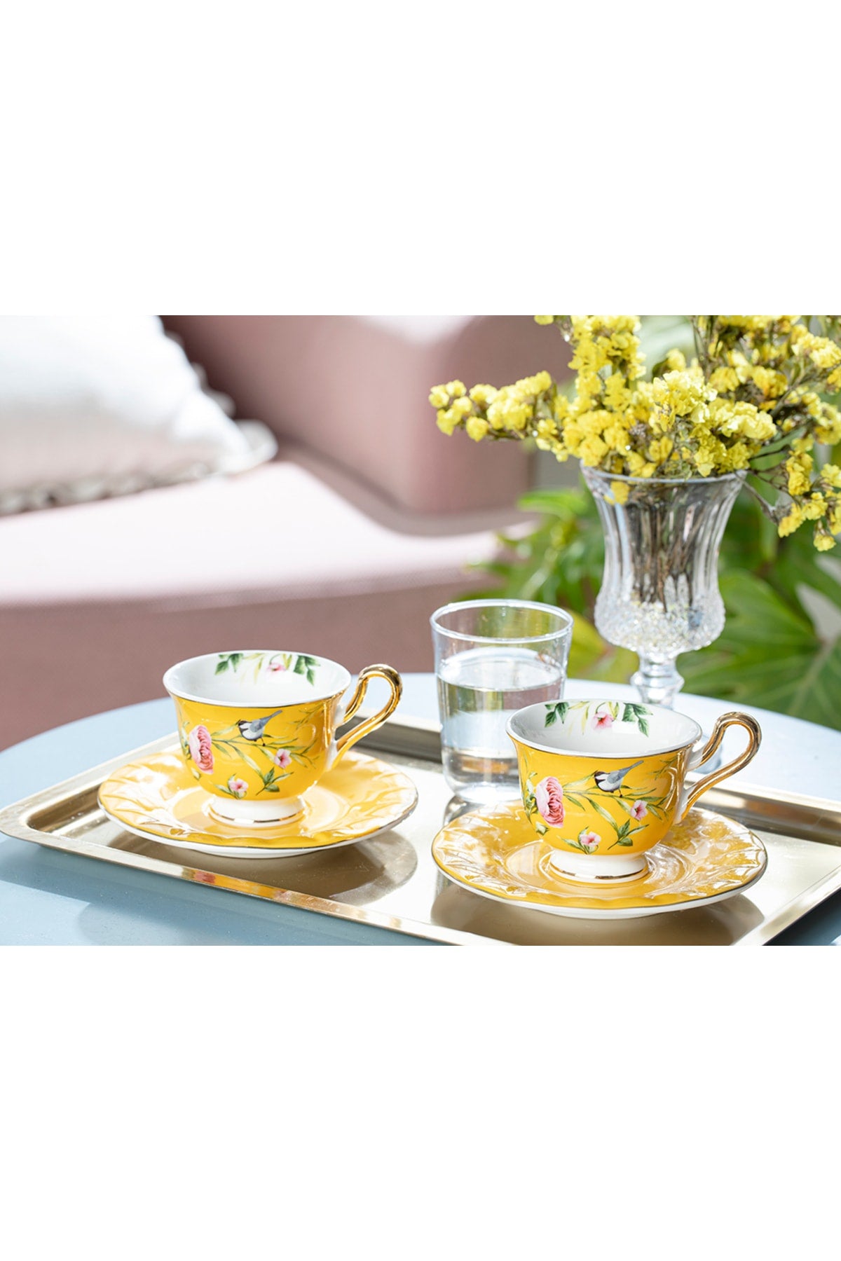 Vanilla New Bone China Set Of 2 Coffee Cups 90 Ml Yellow