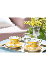 Vanilla New Bone China Set Of 2 Coffee Cups 90 Ml Yellow