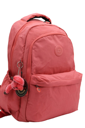 Crinkle Fabric Unisex Salmon School Backpack 2200