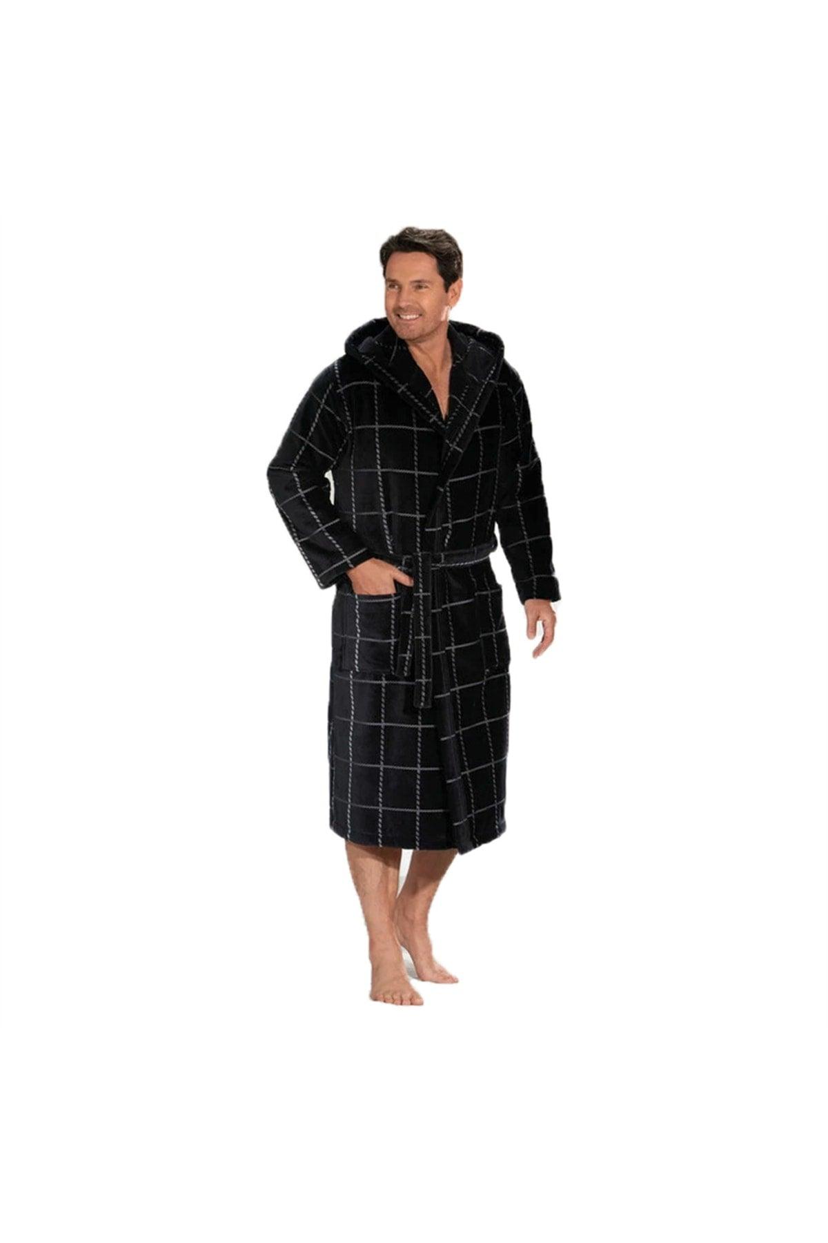 100% Cotton Black Extra Soft Hooded Bathrobe - Swordslife