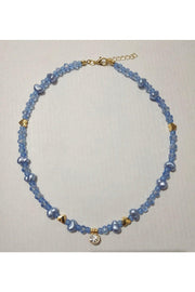 Pearl Blue Necklace with White Shimmer Tip - Swordslife