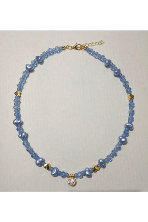 Pearl Blue Necklace with White Shimmer Tip - Swordslife