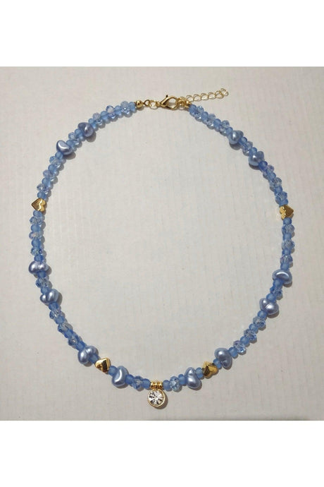Pearl Blue Necklace with White Shimmer Tip - Swordslife