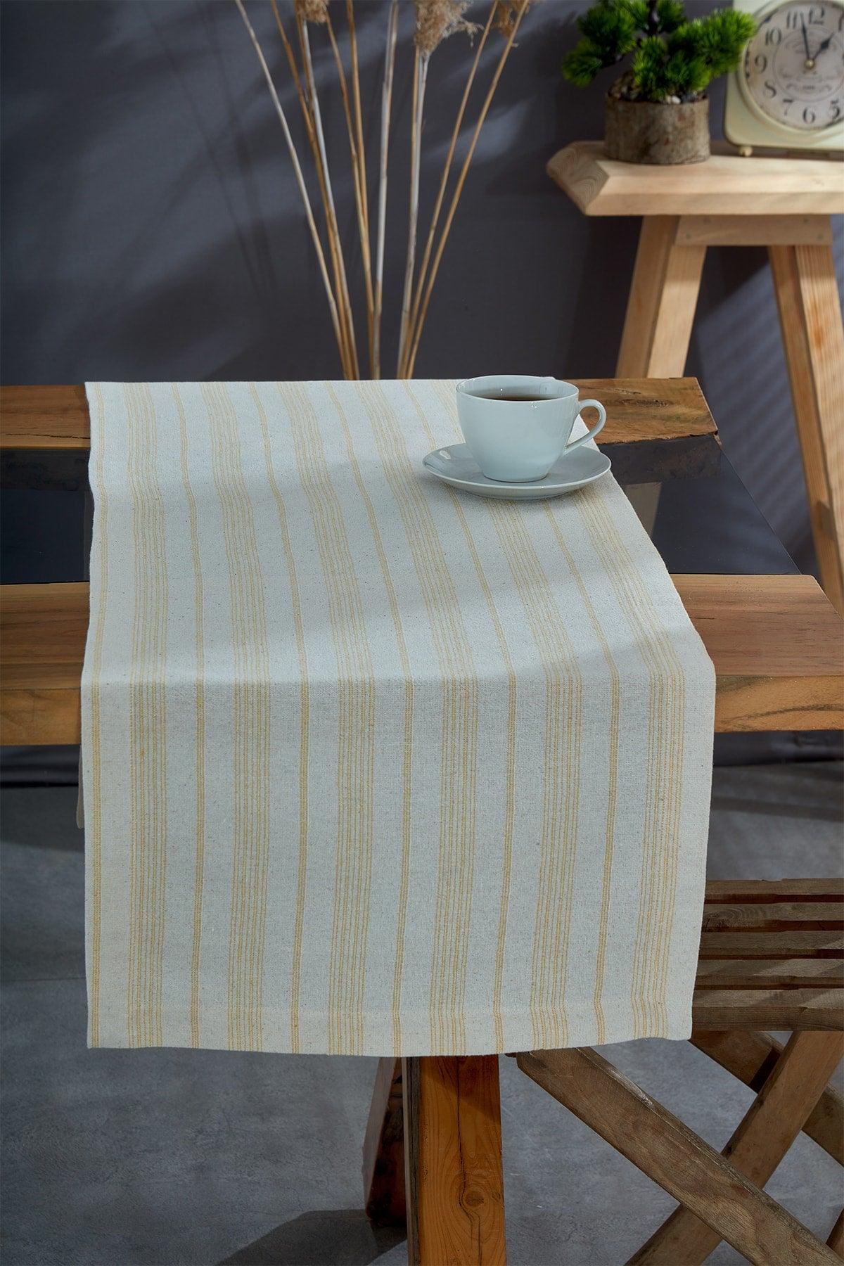 Washed Cotton Mustard Runner Table Cloth 50x150 Cm - Swordslife