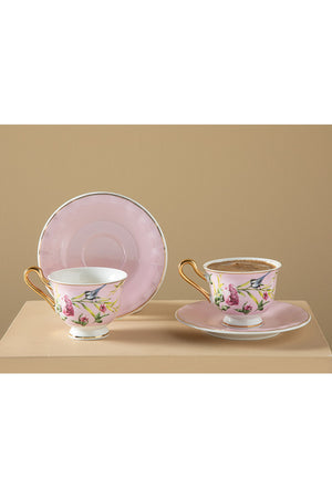 Vanilla New Bone China 4 Piece Coffee Cup Set For 2 Persons 90 Ml Light Pink