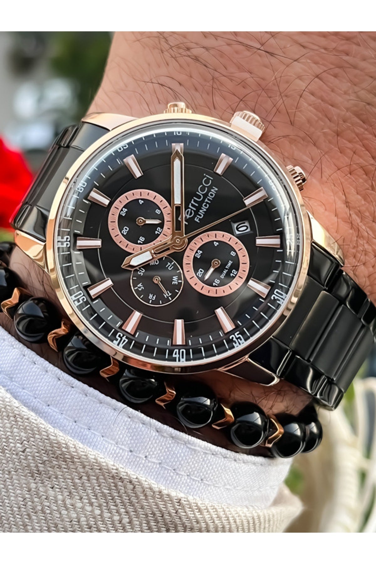 Functions Active Black Men'S Wristwatch + Bracelet Gifted