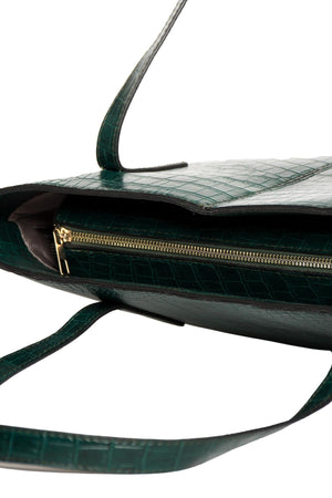 Women'S Crocodile Pattern 2-Sleeve Zippered Large Size Bag Shoulder Bag, Clutch Bag, Laptop Bag