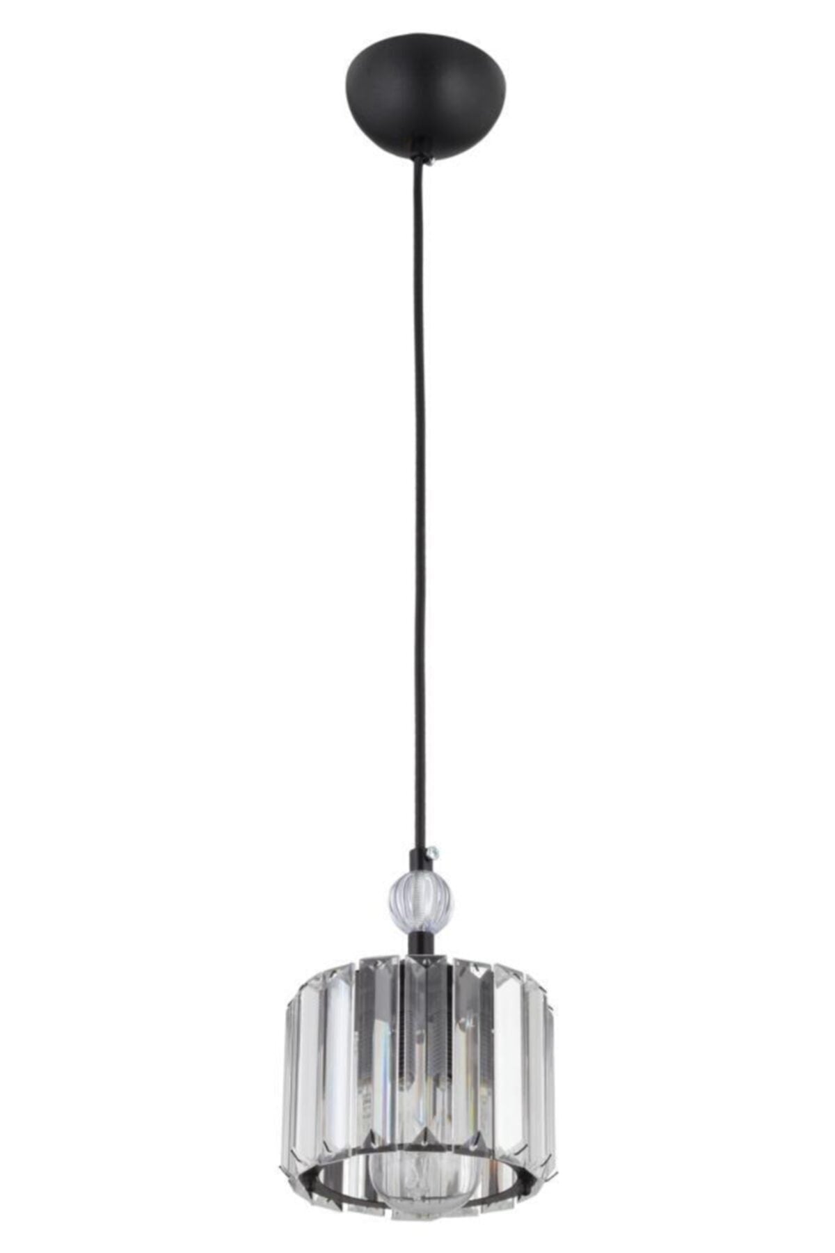 Dolunay Single Black Y-10 Crystal Stone Plumbing Chandelier