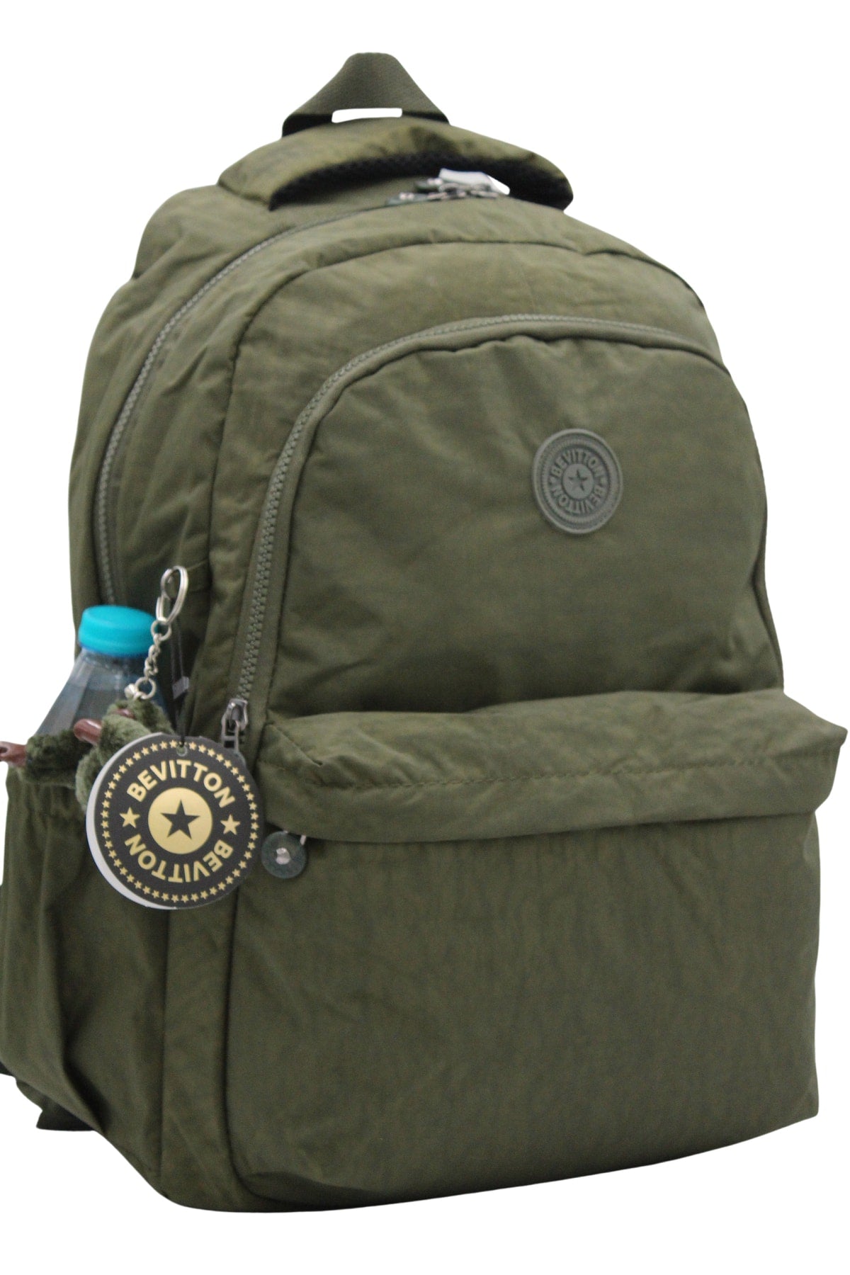 Crinkle Waterproof Fabric Unisex Women Khaki Backpack 2200