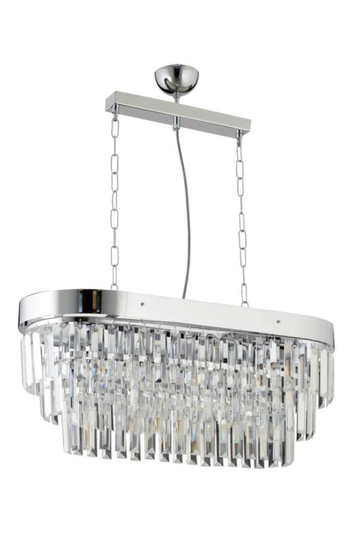 Linda Silver Dining Table Crystal Stone Chandelier