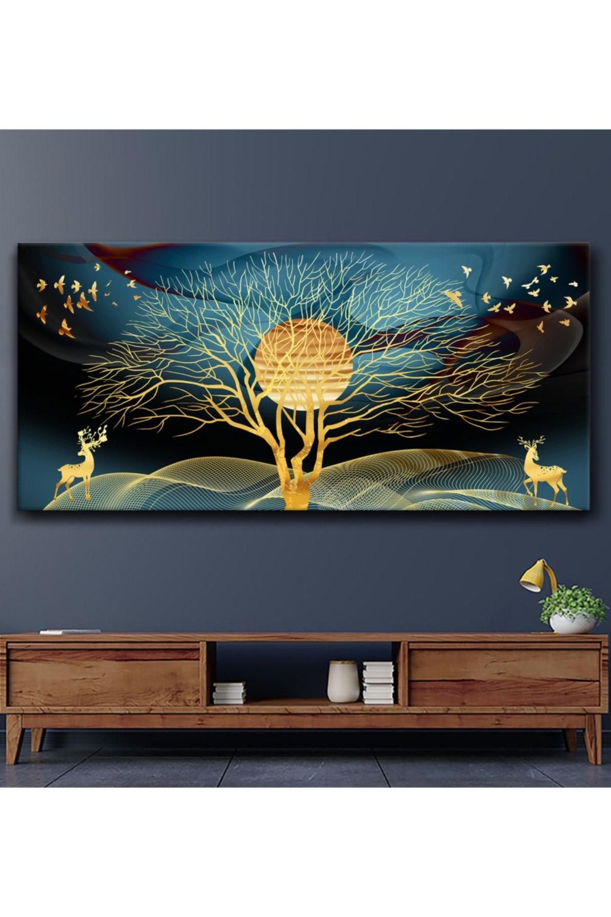 Surreal Tree Of Life And Deers Canvas Painting - Swordslife