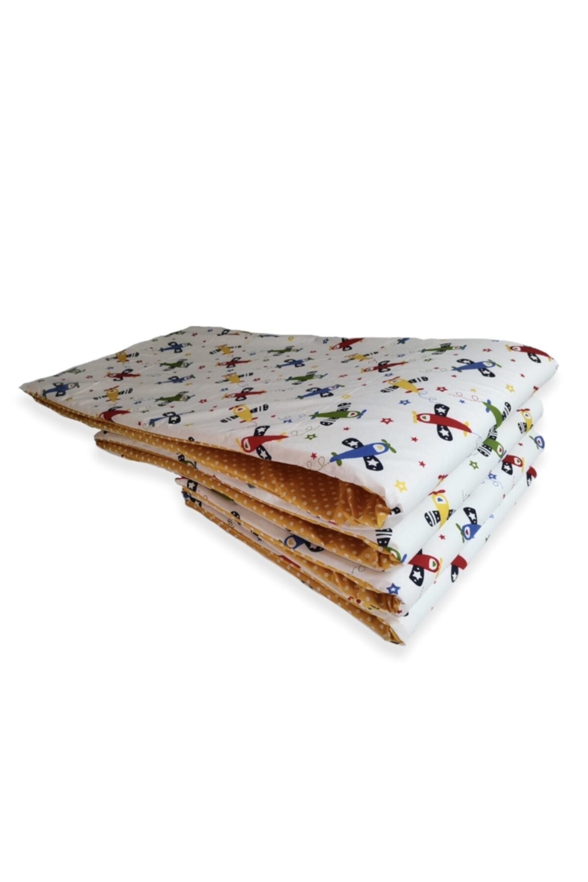 Baby Child Crib Side Protection 90X190 For Montessori (4 Pcs) Airplane Yellow Polka Dot