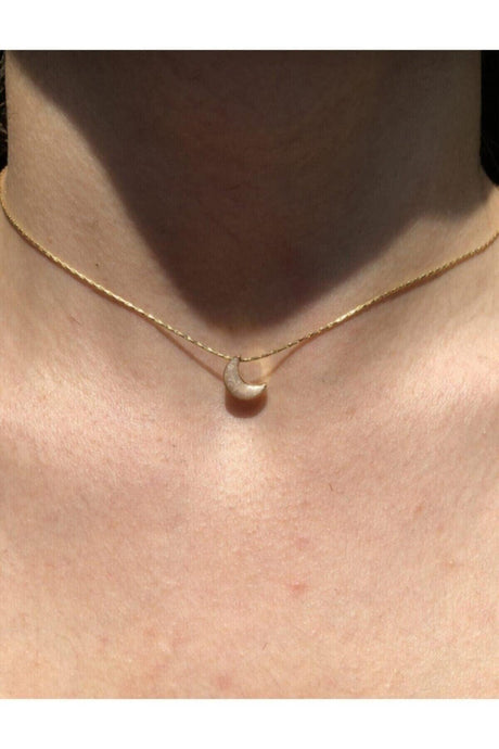 Women's Gold Plated Mother-of-Pearl Crescent Moon Necklace - Swordslife