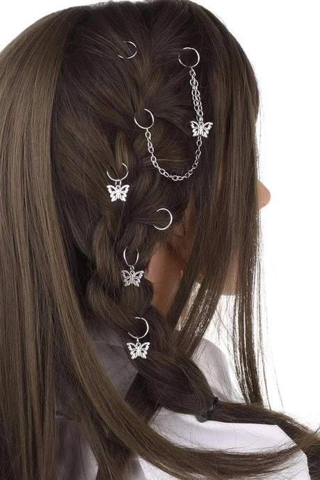 Butterfly Detail Hair Earring Clasp Set - Swordslife