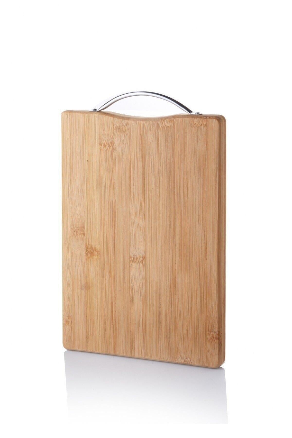 Lux Bamboo Cutting Board With Metal Handle 30cm X20cmx1.8cm