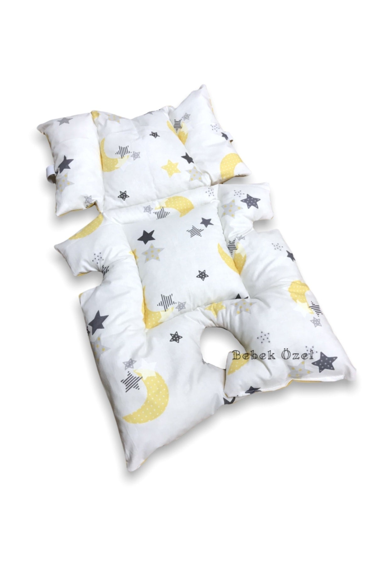 Baby Stroller And Baby Carriage Cushion Waist Supported Yellow Moon Star Polka Dot Patterned