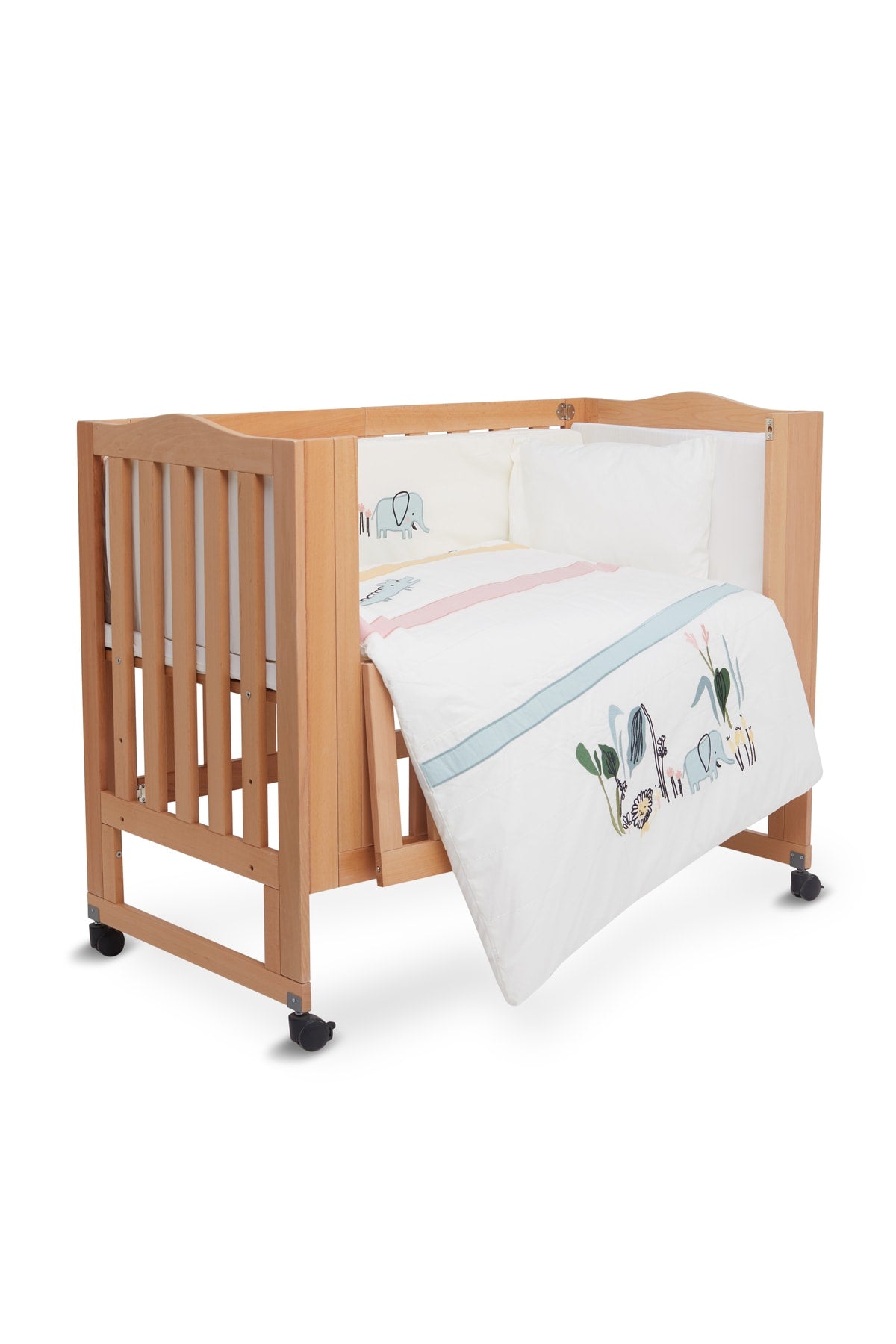 Safari Embroidered 50*90 Baby Duvet Cover Set 7 Pieces Sleeping Set