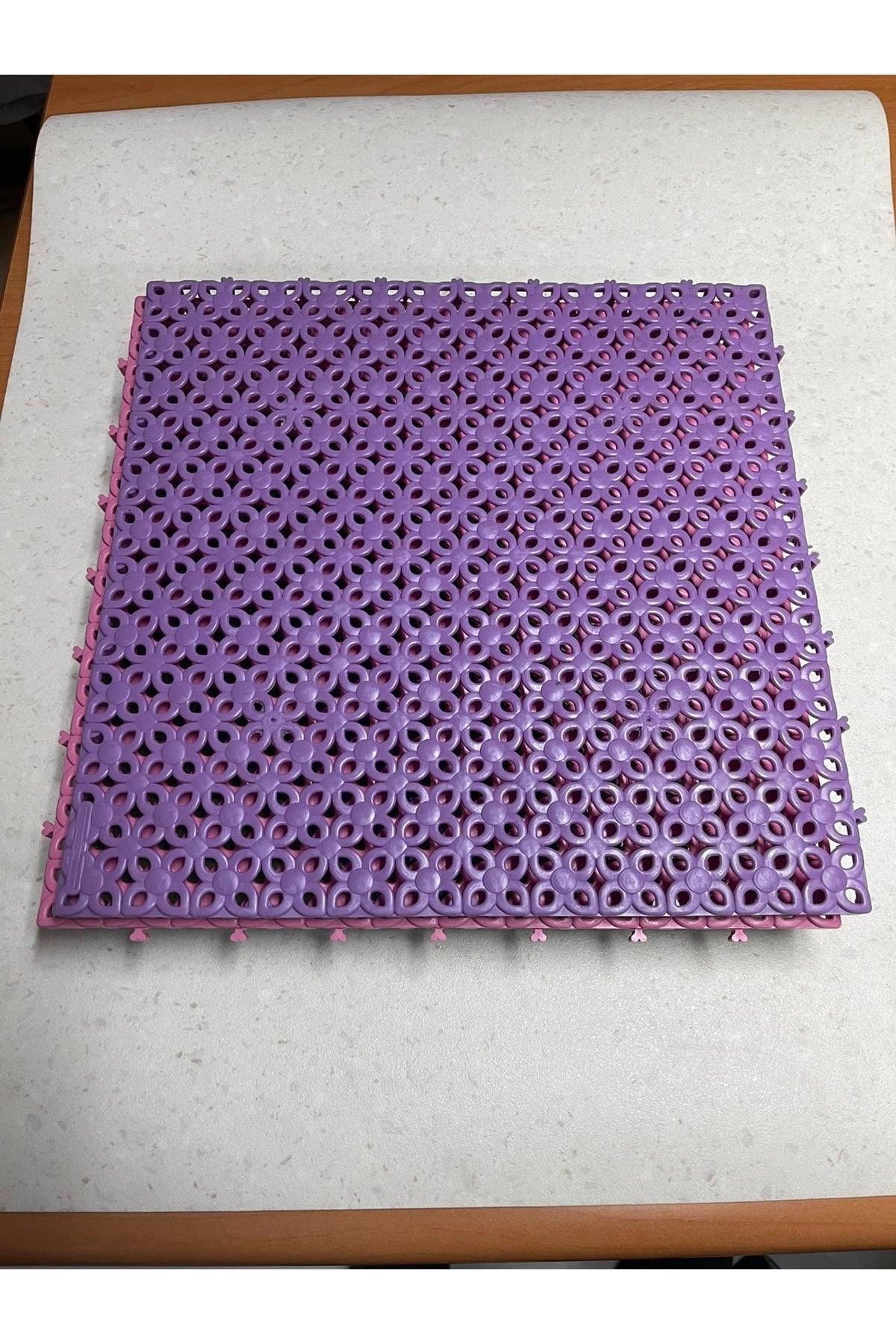 33x33 Cm Contrasted Plastic Mat Floor Tile Rose Patterned Purple - Swordslife