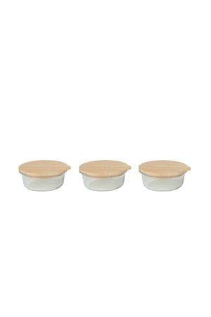 Soft Glass-Bamboo 3-Piece Storage Container