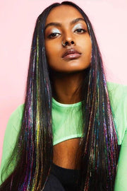 Multicolored Glittery Side Snap Hairpiece 50 cm - Swordslife