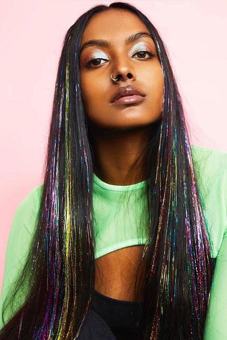Multicolored Glittery Side Snap Hairpiece 50 cm - Swordslife
