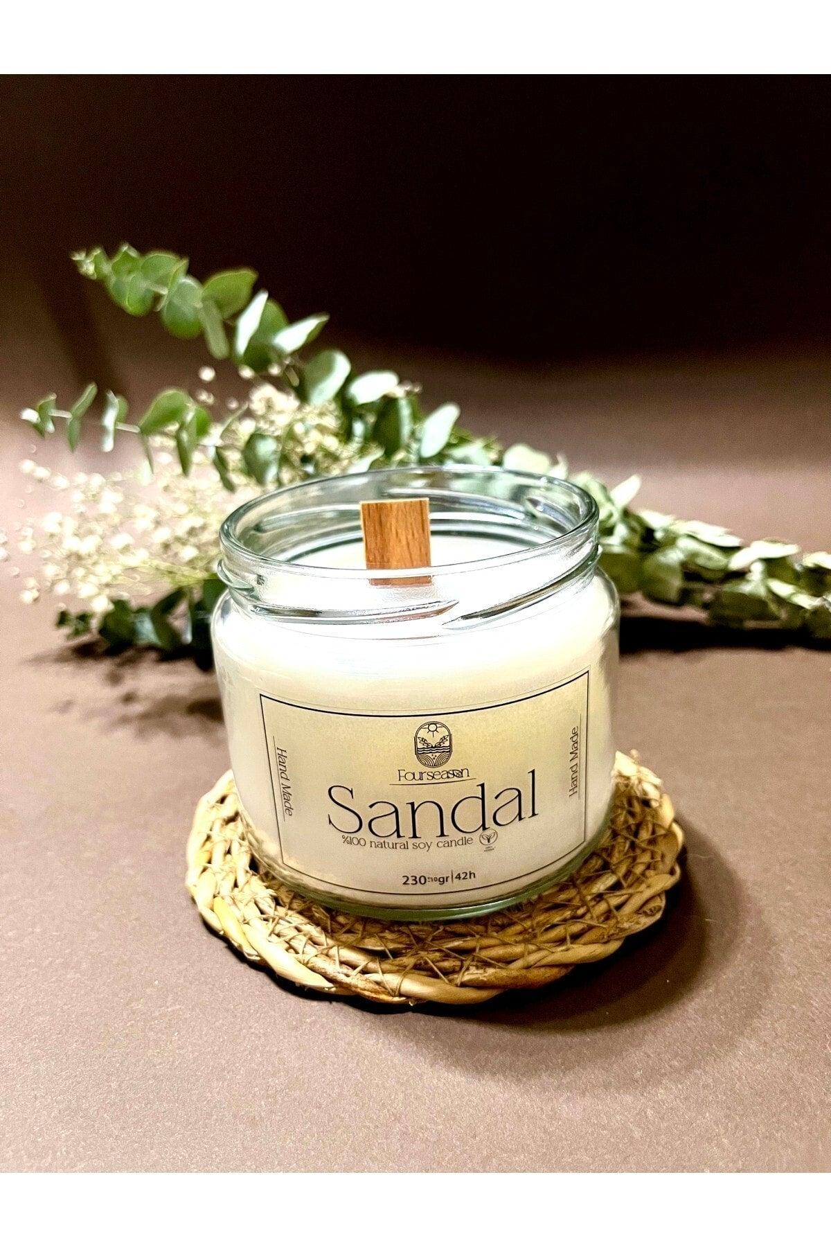 Handmade Aromatherapy Sandal Scented Soy Wax in Decorative Glass Jar 100% Soy Wax 230 Gr - Swordslife