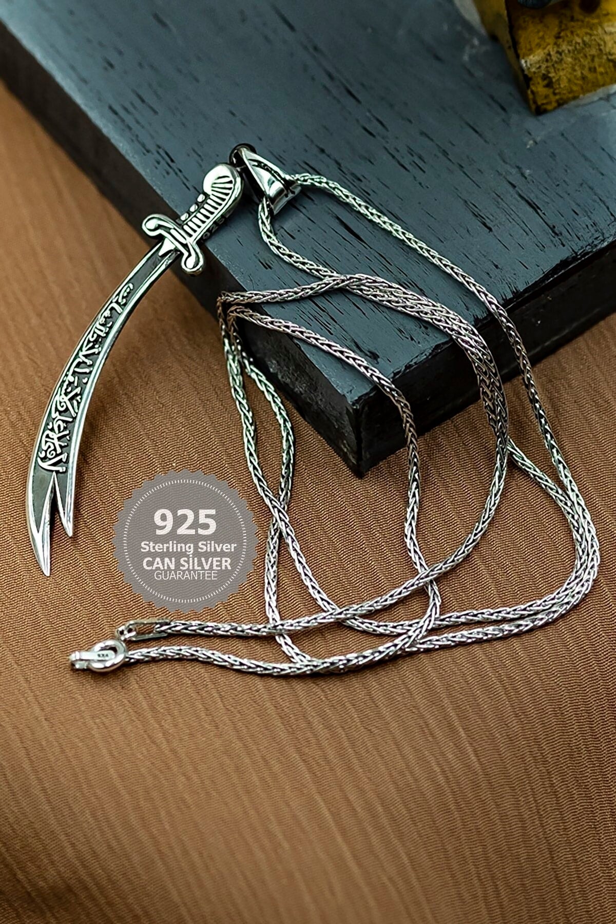 925 Sterling Silver Zulfikar Sword Men'S Necklace
