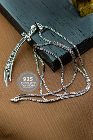 925 Sterling Silver Zulfikar Sword Men'S Necklace