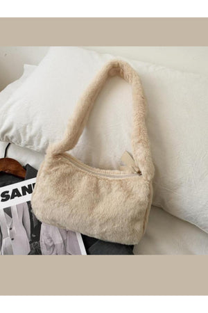 Beige Small Shoulder Plush Bag