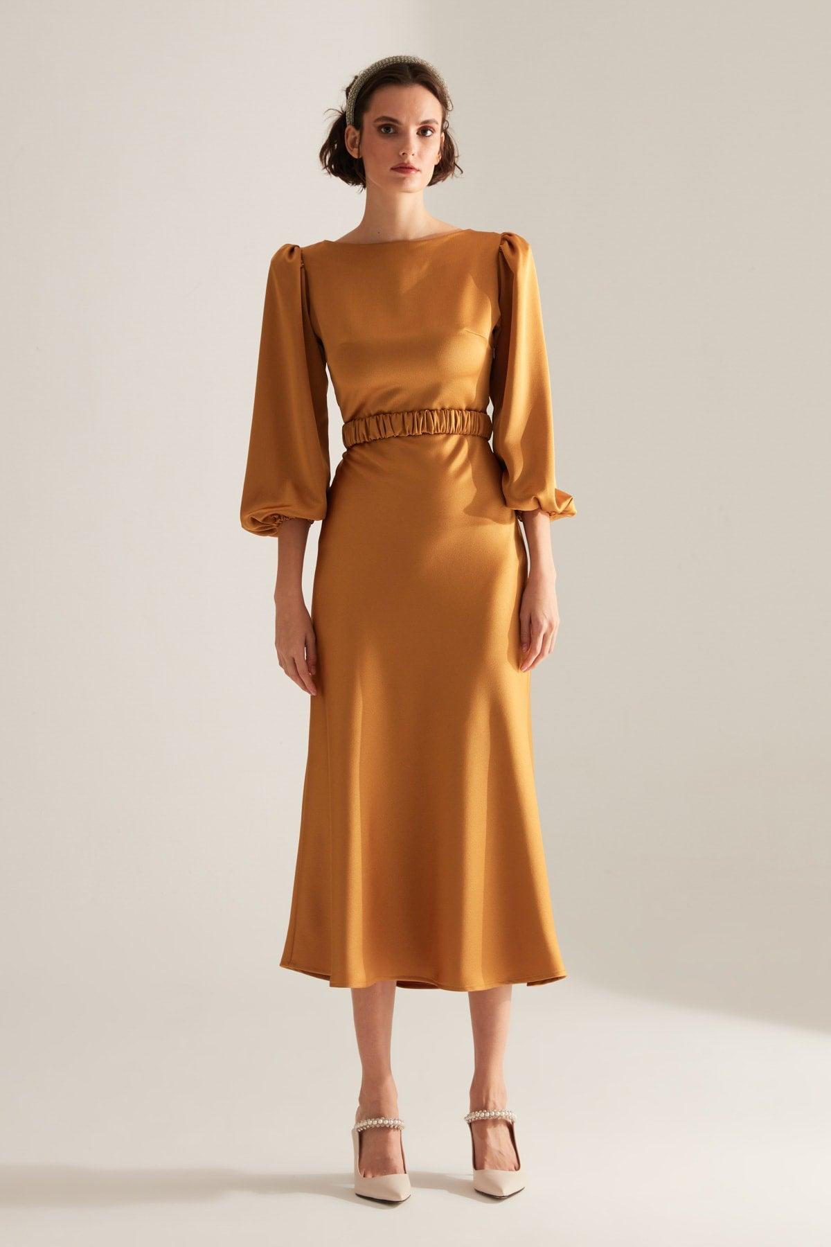 Heleny Special Design Mustard Engagement Dress - Swordslife