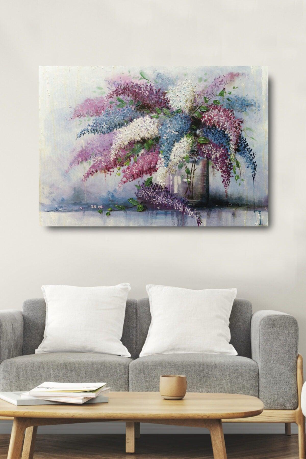 Blue Pink White Purple Flowers Potted Decorative Canvas Wall Painting Home Office Gift Painting - Swordslife