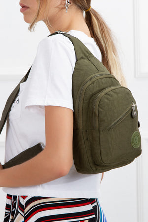 Unisex Crinkle Waterproof Fabric Shoulder Bag Body Bag Khaki (28X18Cm)