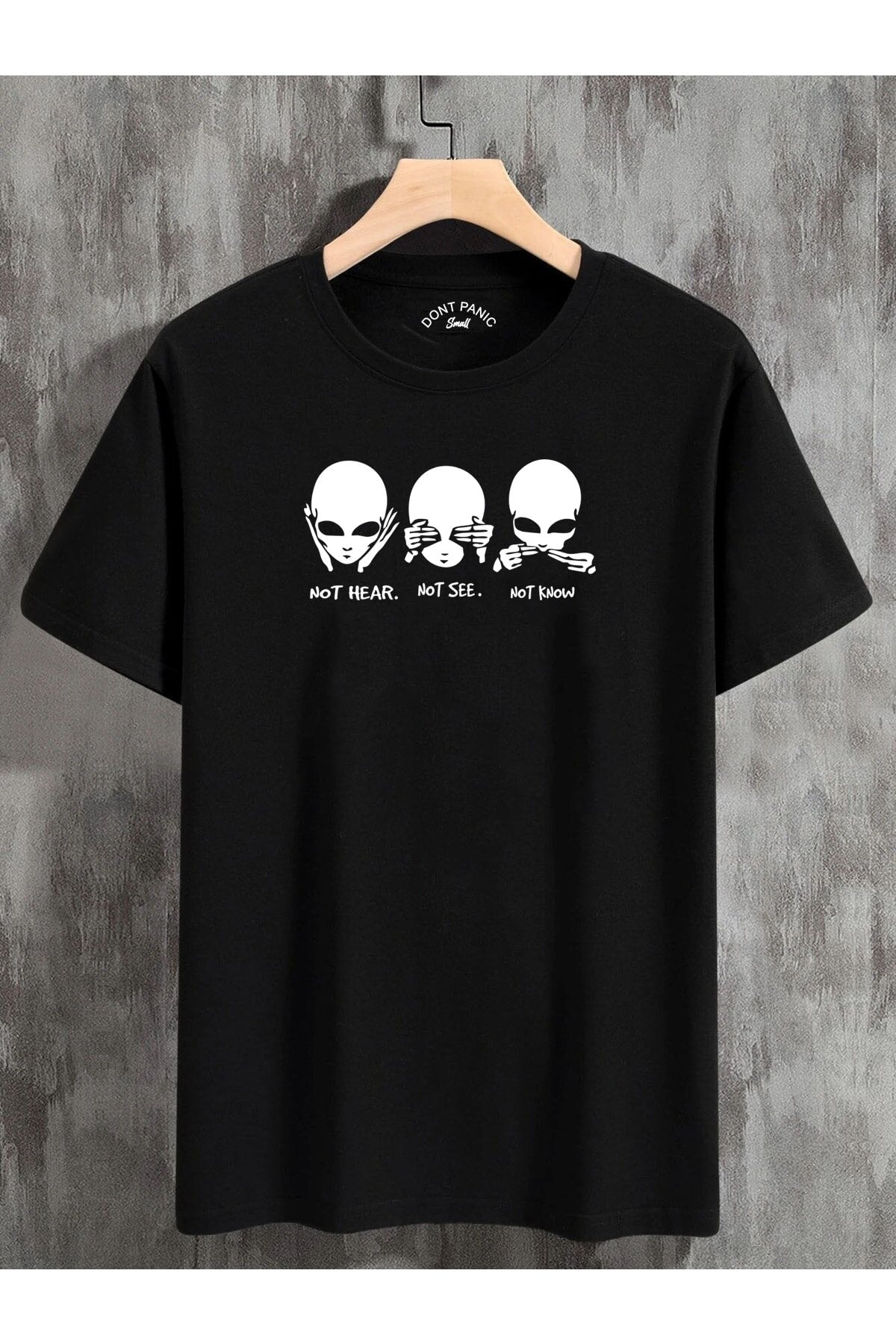 Unisex Oversize T-Shirt Not Hear Front Printed Black