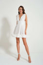 Lotus White Pleated Chiffon Frilly Mini Dress - Swordslife