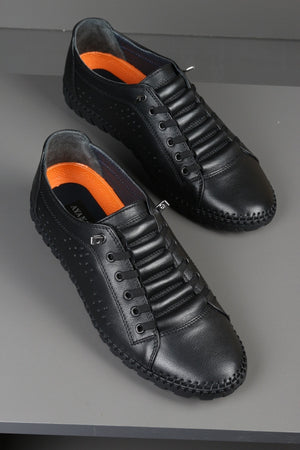 Casual Elastic Laceless Summer Genuine Leather Men'S Shoes