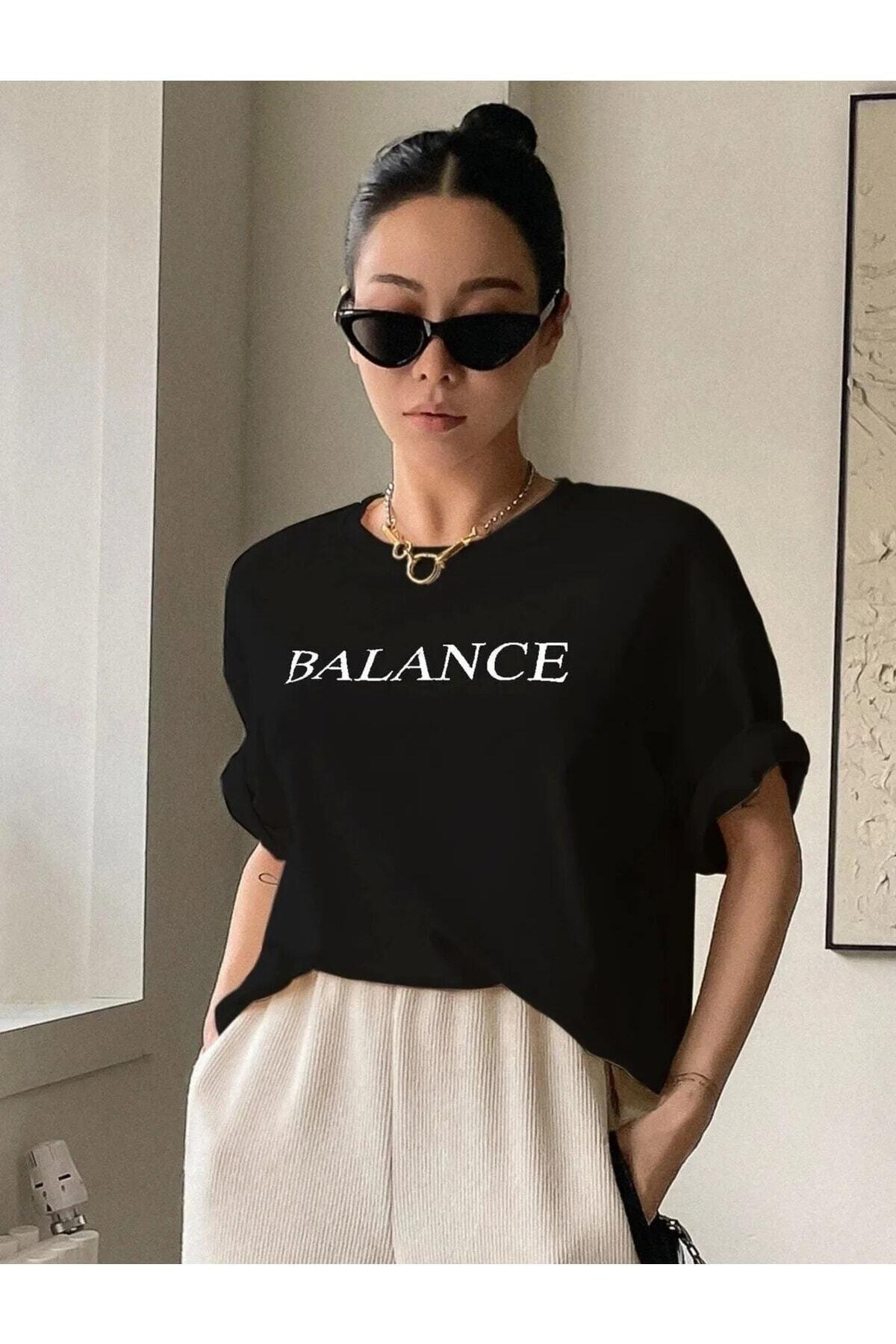 Women's Black Balance Printed T-shirt - Swordslife