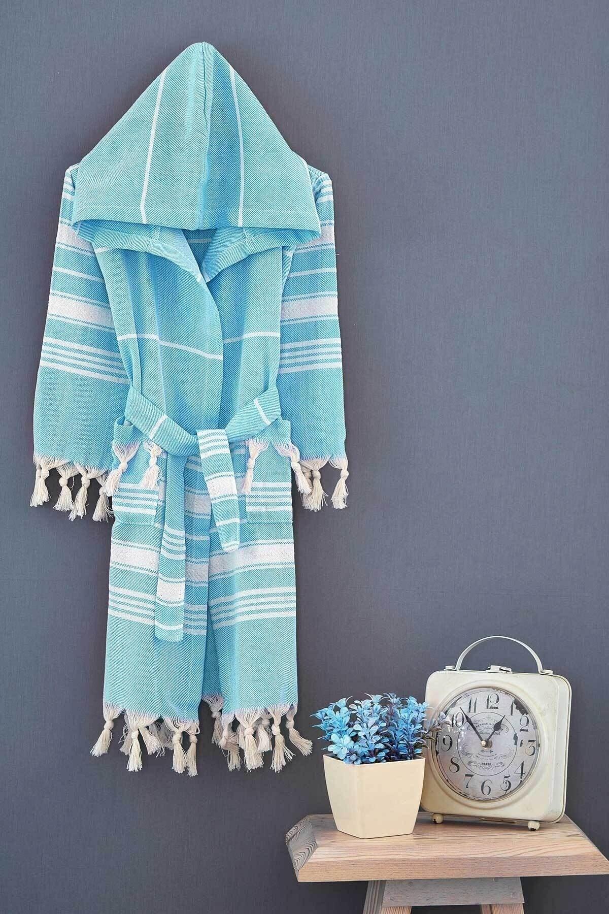 Peshtemal Kids Bathrobe Turquoise - Swordslife